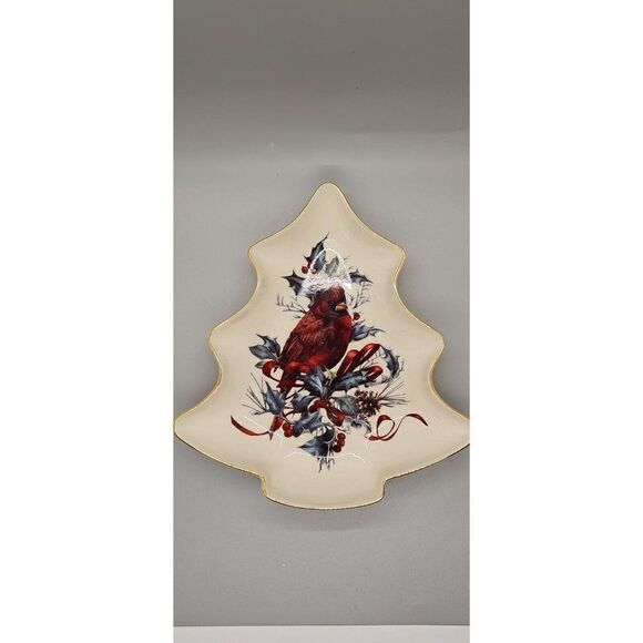 Lenox Winter Greetings Red Cardinal Christmas Candy Dish Catherine McClung - Picture 1 of 3